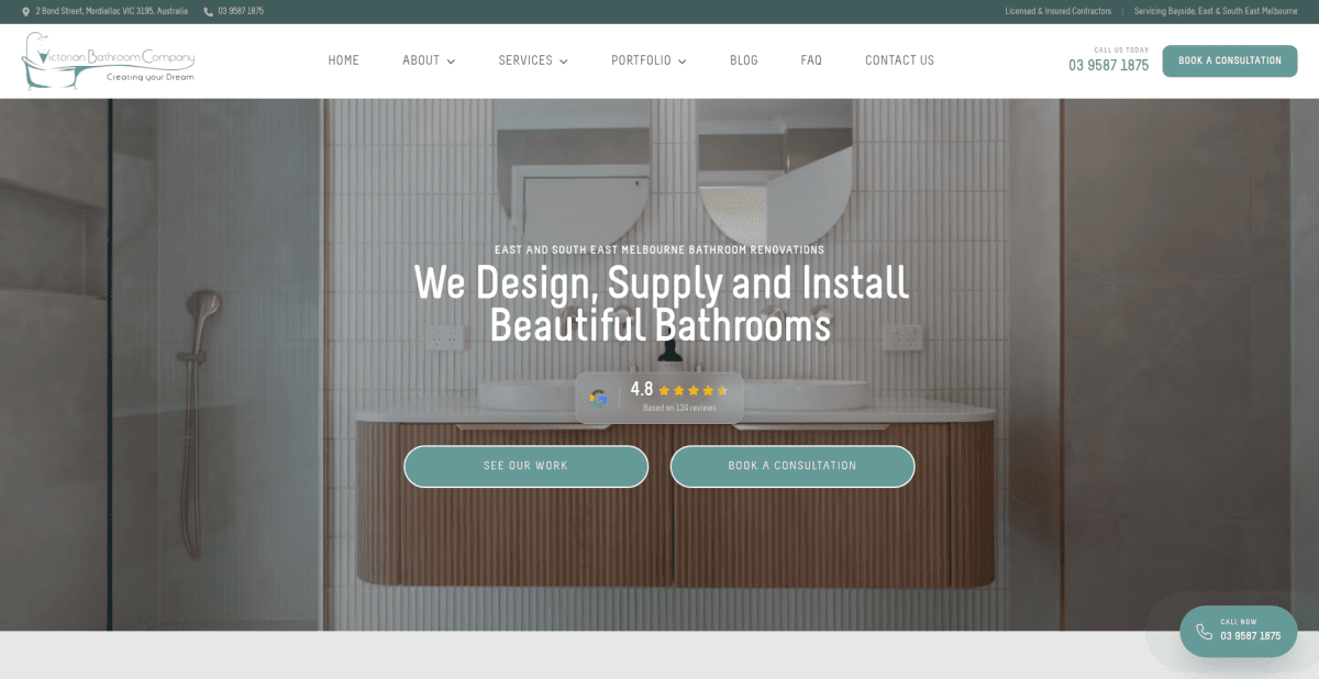 Screenshot of the Bathroom Renovation Business Website website