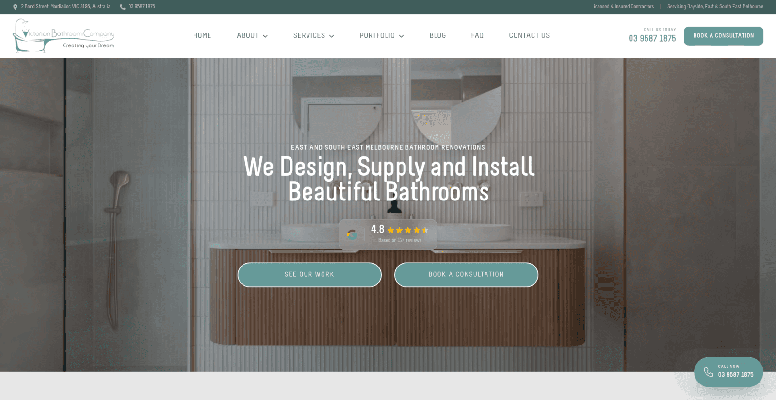 Screenshot of the Bathroom Renovation Business Website website