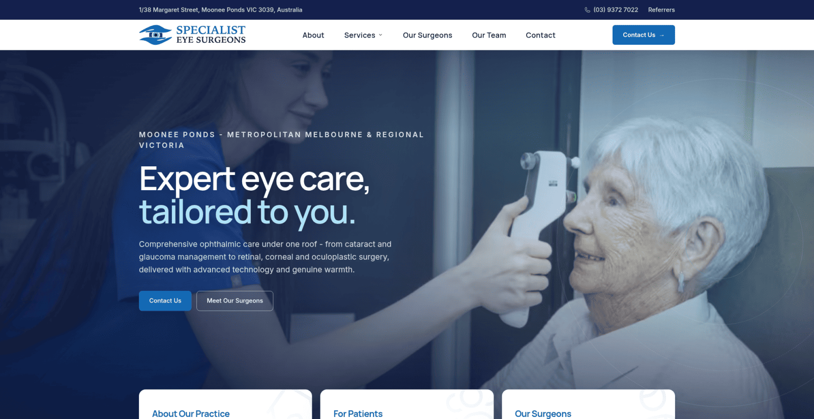Screenshot of the Ophthalmologist Website website