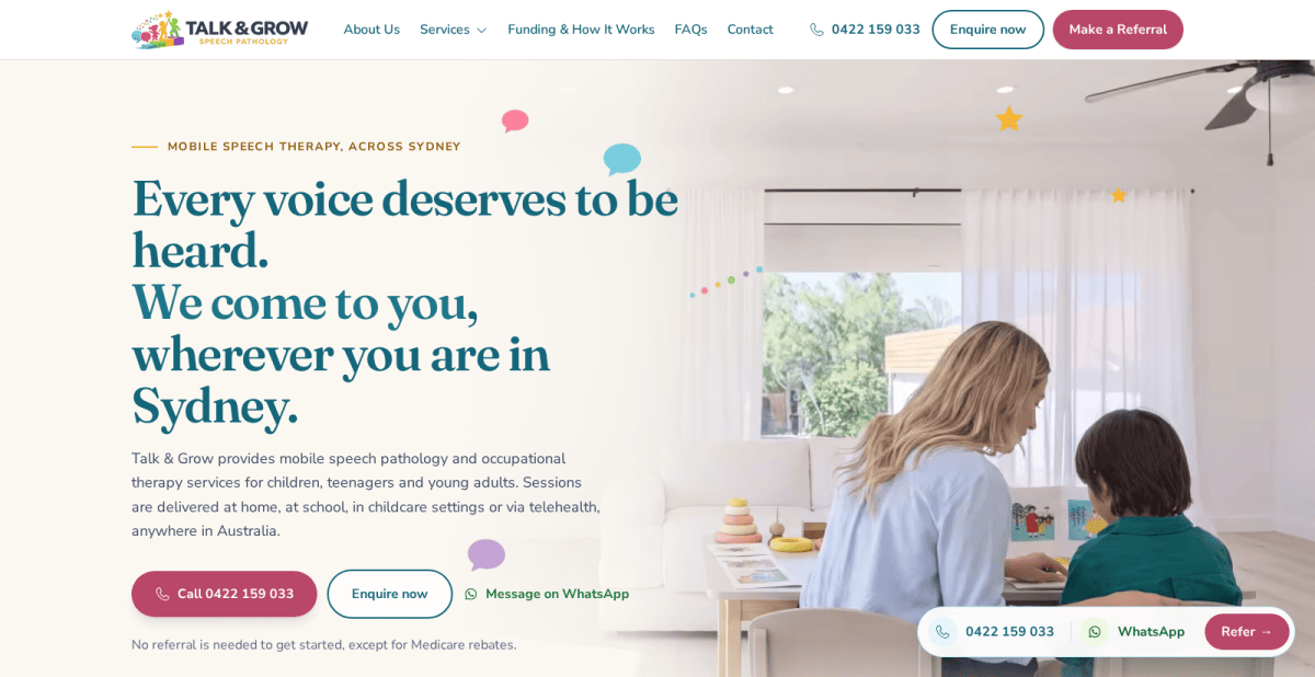 Screenshot of the Speech Pathologist Website website