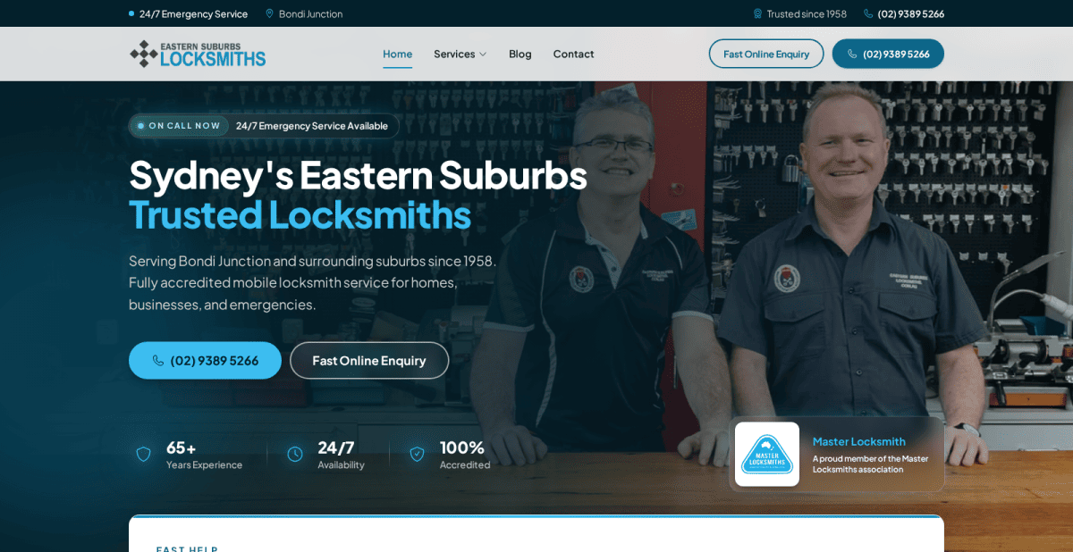 Screenshot of the Locksmith Website Design website