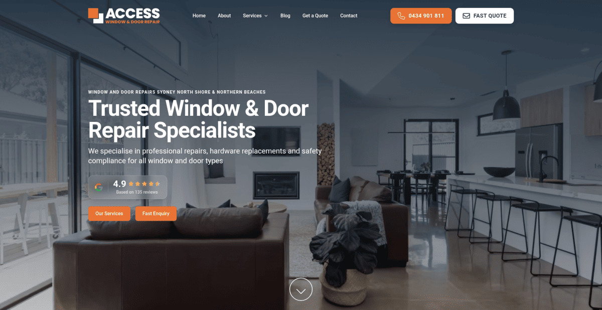 Screenshot of the Door & Window Repair Website website