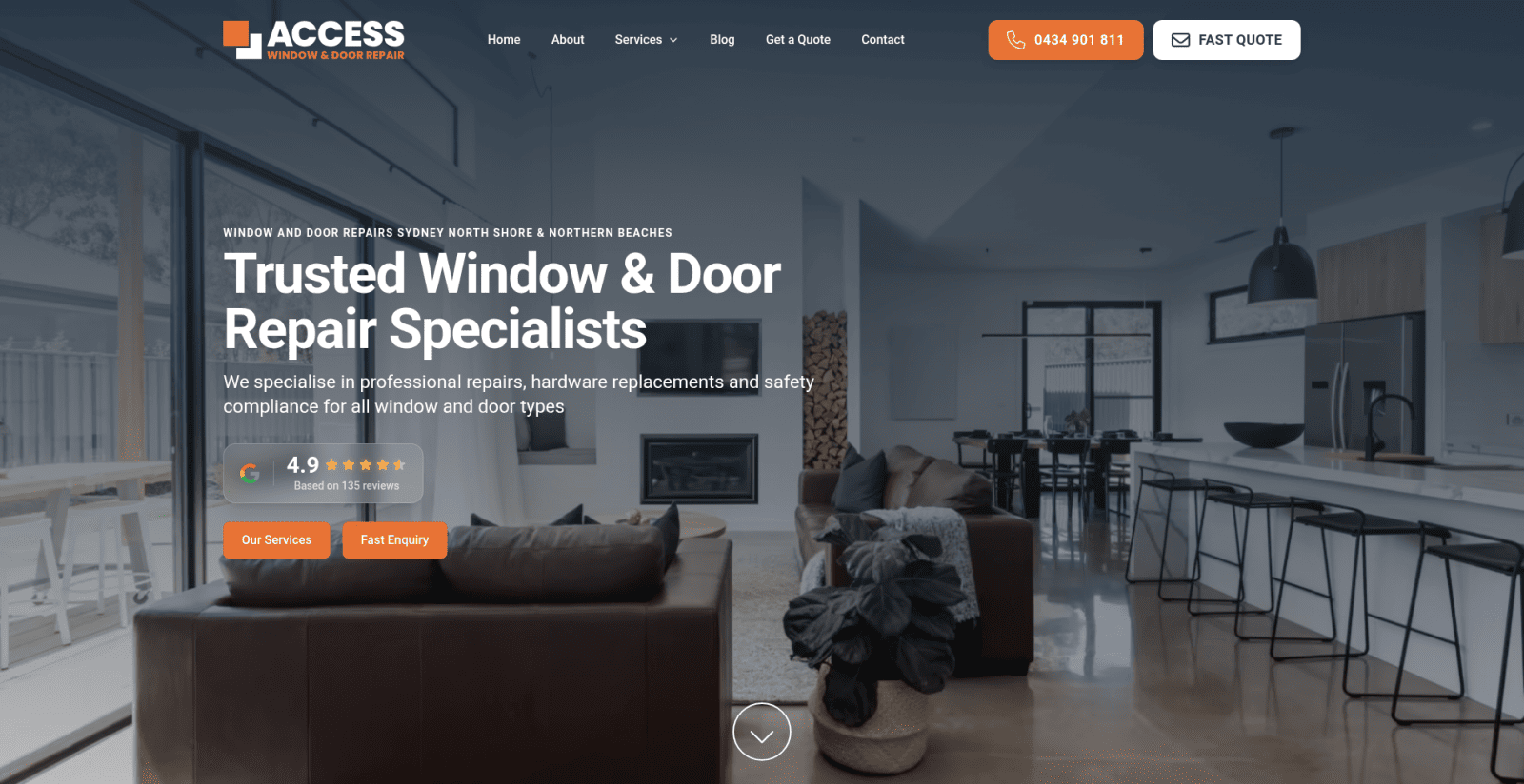 Screenshot of the Door & Window Repair Website website