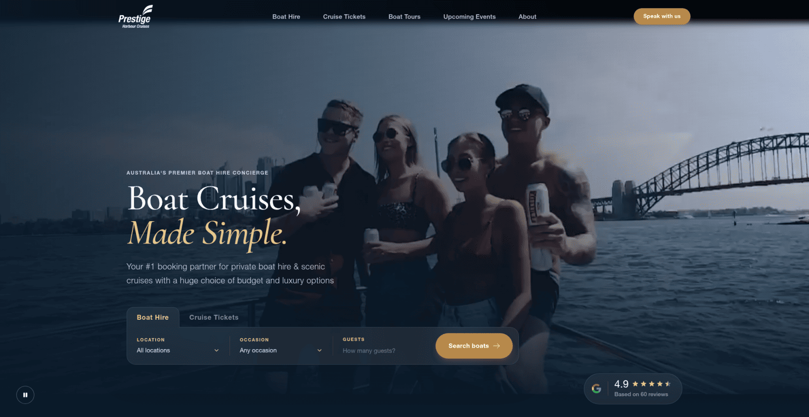 Screenshot of the Boat Hire Website & Booking System website